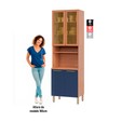 Paneleiro Sálvia 70cm para Micro 2 Portas C/ Vidro Freijó/Azul - Telasul