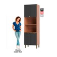 Paneleiro Torre Quente Sálvia 70cm para Micro e Forno Freijó/Grafite - Telasul