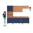 Cozinha Completa Sálvia C/ Torre Quente e Balcão Freijó/Azul - Telasul
