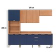 Cozinha Completa Sálvia C/ Torre Quente e Balcão Freijó/Azul - Telasul