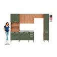Cozinha Completa Sálvia 5 Peças C/ Armário e Balcão Freijó/Verde - Telasul