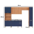 Cozinha Completa Sálvia 5 Peças C/ Armário e Balcão Freijó/Azul - Telasul