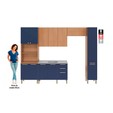 Cozinha Completa Sálvia 5 Peças C/ Armário e Balcão Freijó/Azul - Telasul