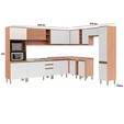 Cozinha Completa de Canto Macadâmia 18 Portas 3 Gavetas Freijó/Branco - Thela