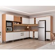 Cozinha Completa de Canto Macadâmia 18 Portas 3 Gavetas Freijó/Branco - Thela