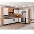 Cozinha Completa Canto Macadâmia 19 Portas 3 Gavetas Freijó/Branco - Thela