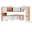 Cozinha Completa Canto Macadâmia 19 Portas 3 Gavetas Freijó/Branco - Thela