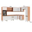 Cozinha Completa Canto Macadâmia 18 Portas 3 Gavetas Freijó/Branco - Thela