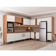 Cozinha Completa Canto Macadâmia 18 Portas 3 Gavetas Freijó/Branco - Thela