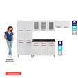 Cozinha Aço Completa Mirage New 3vidros Balcão P/ Pia Branco - Telasul