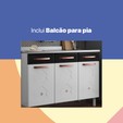 Cozinha Aço Completa Mirage New 3vidros Balcão P/ Pia Branco/Preto - Telasul