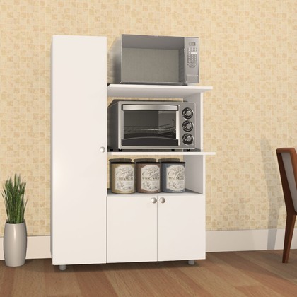 Armário de Cozinha Multiuso âmbar 3 Portas Forno e Micro Branco - Telasul
