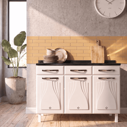 Balcão de Cozinha de Aço Triplo Star New C/ Tampo Branco - Telasul
