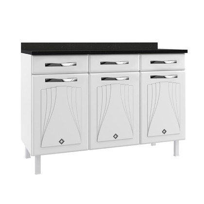 Balcão de Cozinha de Aço Triplo Star New C/ Tampo Branco - Telasul