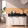 Balcão de Cozinha de Aço Triplo Star New C/ Tampo Branco/Preto - Telasul