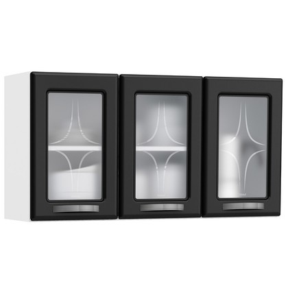 Armário de Cozinha de Aço Aéreo Triplo Rubi Branco/Preto - Telasul