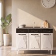 Balcão de Cozinha de Aço Triplo Star New P/ Pia Branco/Preto - Telasul