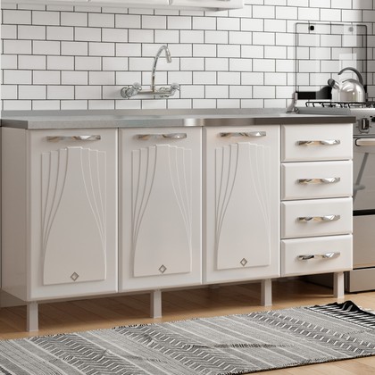 Balcão de Cozinha de Aço Star New S/Tampo P/ Pia Branco - Telasul