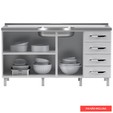 Balcão de Cozinha de Aço Star New S/Tampo P/ Pia Branco - Telasul