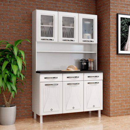 Armário de Cozinha de Aço Kit Triplo Star New Branco - Telasul
