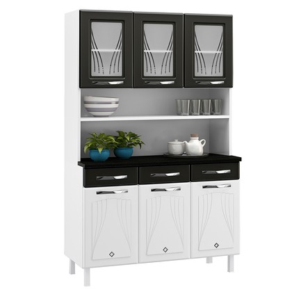 Armário de Cozinha de Aço Kit Triplo Star New Branco/Preto - Telasul