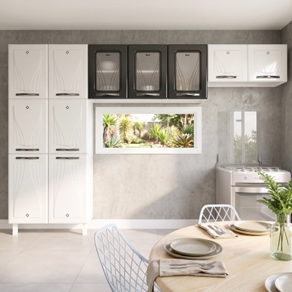 Cozinha de Aço Compacta Star New 3 Peças Branco/Preto - Telasul