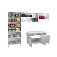 Cozinha de Aço Completa Star New 3vidros Balcão P/ Pia Branco - Telasul