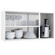 Armário de Cozinha Aço Aéreo Triplo C/ Vidro Diamante Branco - Telasul
