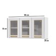 Armário de Cozinha Aço Aéreo Triplo C/ Vidro Diamante Branco - Telasul