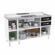 Balcão de Cozinha de Aço Star New 150cm para Pia Branco/Preto - Telasul