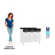 Balcão de Cozinha de Aço Triplo Rubi C/ Tampo Branco/Preto - Telasul