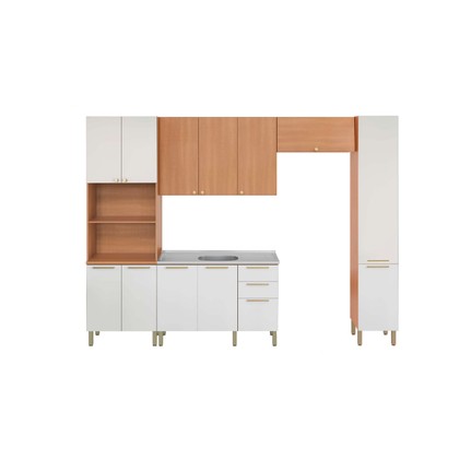 Cozinha Completa Sálvia 12 Portas 3 Gavetas Freijó/Branco - Thela