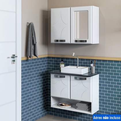 Balcão Gabinete para Banheiro em Aço Rubi 2 Portas Branco - Telasul