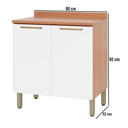 Balcão Sálvia 80cm com Tampo 2 Portas Freijó/Branco - Telasul