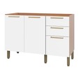 Balcão Gabinete Sálvia 120cm para Pia 3 Gavetas Freijó/Branco - Telasul