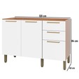 Balcão Gabinete Sálvia 120cm para Pia 3 Gavetas Freijó/Branco - Telasul