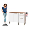 Balcão Gabinete Sálvia 120cm para Pia 3 Gavetas Freijó/Branco - Telasul