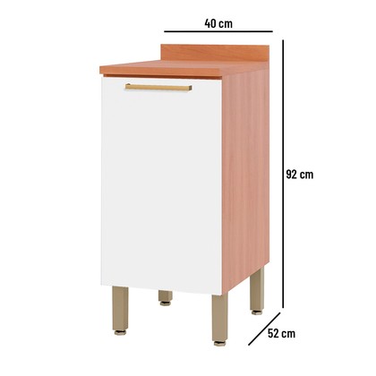 Balcão de Cozinha com Tampo Sálvia 1 Porta Freijó/Branco - Thela