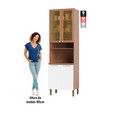 Paneleiro Sálvia 70cm para Micro 2 Portas C/ Vidro Freijó/Branco - Telasul