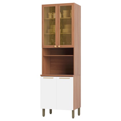 Paneleiro Sálvia 70cm para Micro 2 Portas C/ Vidro Freijó/Branco - Telasul