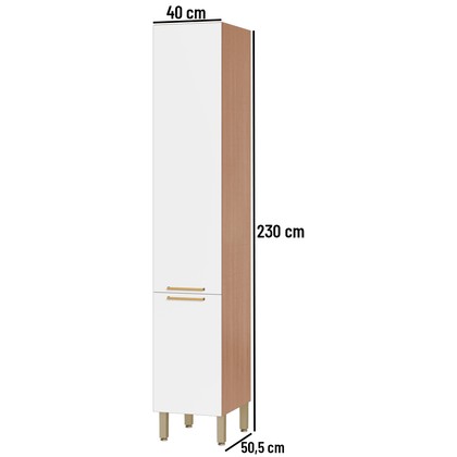 Paneleiro de Cozinha Sálvia 40cm 2 Portas Freijó/Branco - Telasul