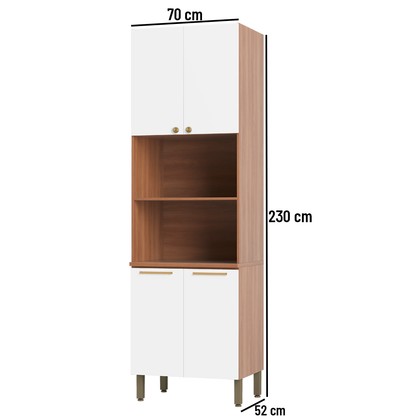 Paneleiro Torre Quente Sálvia 70cm para Micro e Forno Freijó/Branco - Telasul