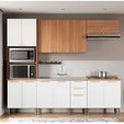 Cozinha Completa Sálvia C/ Torre Quente e Balcão Freijó/Branco - Telasul