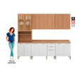 Cozinha Completa Sálvia com Paneleiro e Balcão Freijó/Branco - Telasul
