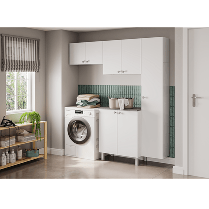 Conjunto Armário Multiuso para Lavanderia Duo 4 Peças Branco - Telasul