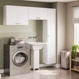 Conjunto Armário Multiuso para Lavanderia Duo 3 Peças Branco - Telasul