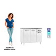 Balcão de Cozinha Aço com Tampo Rubi 3 Portas 1 Gaveta Branco - Telasul