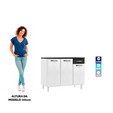Balcão de Cozinha Aço com Tampo Rubi 3 Portas 1 Gaveta Branco/Preto - Telasul