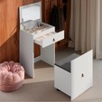 Penteadeira Cômoda Versa Home com Espelho e Banqueta Branco - Telasul