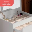 Penteadeira Cômoda Versa Home com Espelho e Banqueta Branco - Telasul